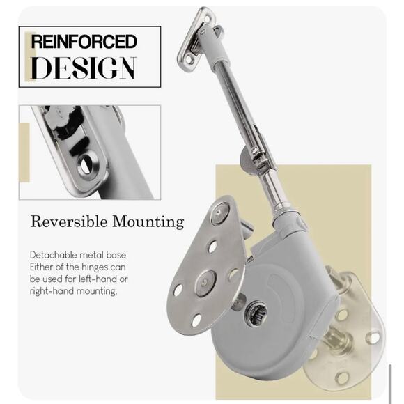 Morinbo Lid Stay 105 Degree Open with Soft Close, Lid Support for Toy Box and Up - Picture 4 of 5